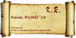 Kavas Richárd névjegykártya