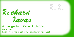 richard kavas business card